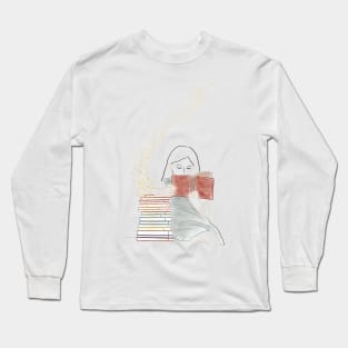 Reading Girl Digital Art Long Sleeve T-Shirt